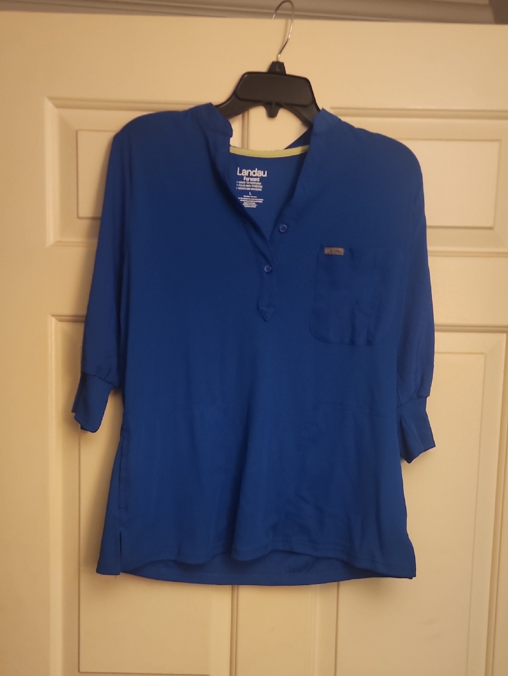 Landau Women’s Royal Blue Henley Pocket Blouse